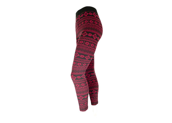 Snowflake Burgundy Black Color Womens Fleece Lined Leggings 97 Polyester 3 Spandex