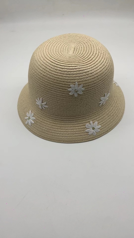 Natural Straw Sun Hat With Wide Brim And Ribbon
