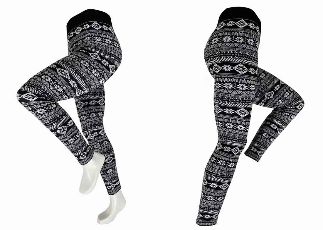 Snowflake Women'S Fleece Leggings Ladies Fleece Lined Leggings