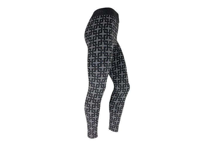 Women Flat Knit Seamless Patterned Yoga Pants 65% Polyester 5% Spandex
